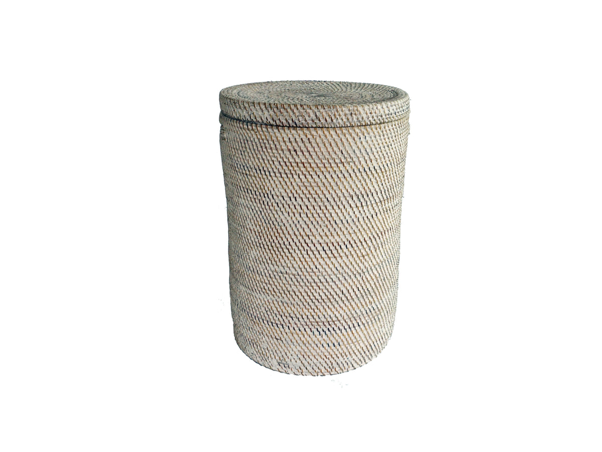 Rattan Wäschekorb Aga - Rattan mit Deckel weiss